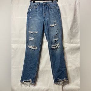 H&M Divided Women’s Jean High Rise Skinny with Distressing Raw Ankle Cuff 4